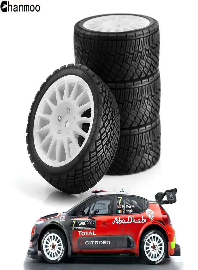 Chanmoo 1/10 RC Rally Car Tires 12mm Hex Plastic Wheels Rims & On Road Tyres for 1/10 Scale RC Rally Racing Car Tamiya XV01 XV02 TA06 TT01 TT02 PTG2 144001 A959 HPI KYOSHO RC On-Road Car 4PCS (White) - Image 5